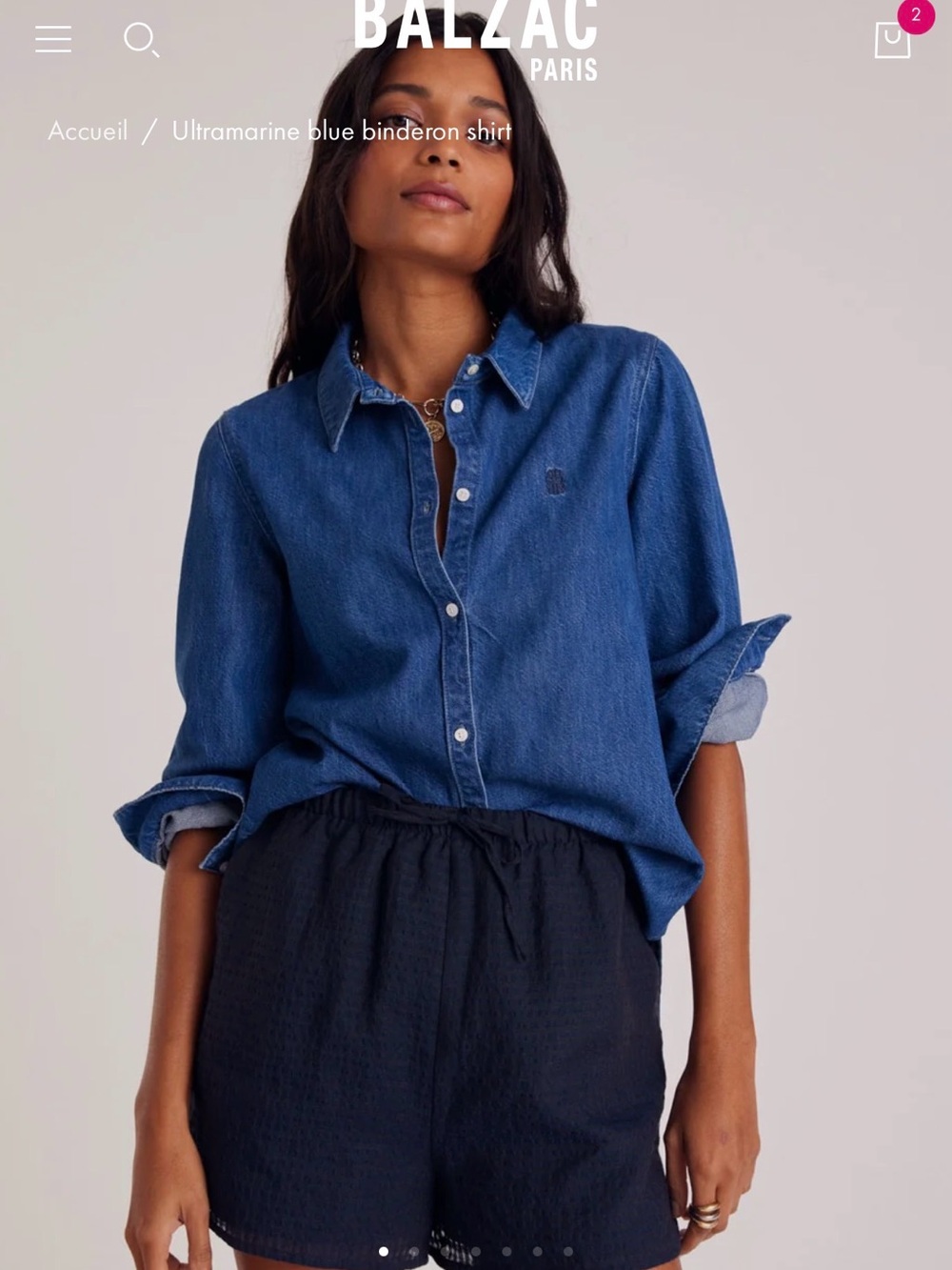 Balzac Paris Ultramarine Blue Denim Button-Down Shirt